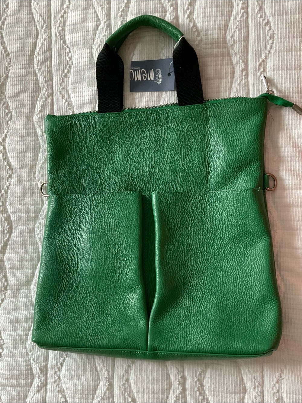 Green Leather Tote Bag